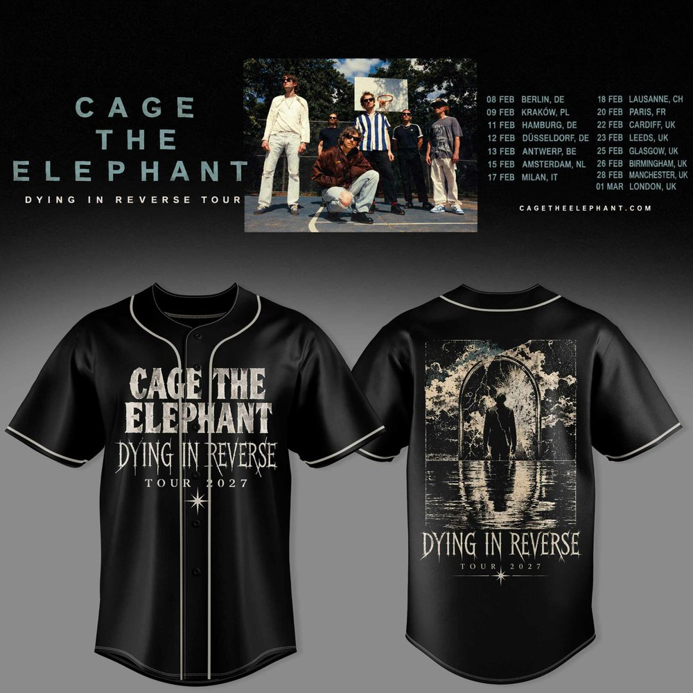 Cage The Elephant Dying In Reverse Tour 2027 Grunge Collage Graphic Baseball Jersey 1 - Unicasport Cage The Elephant Dying In Reverse Tour 2027 Grunge Collage Graphic Baseball Jersey