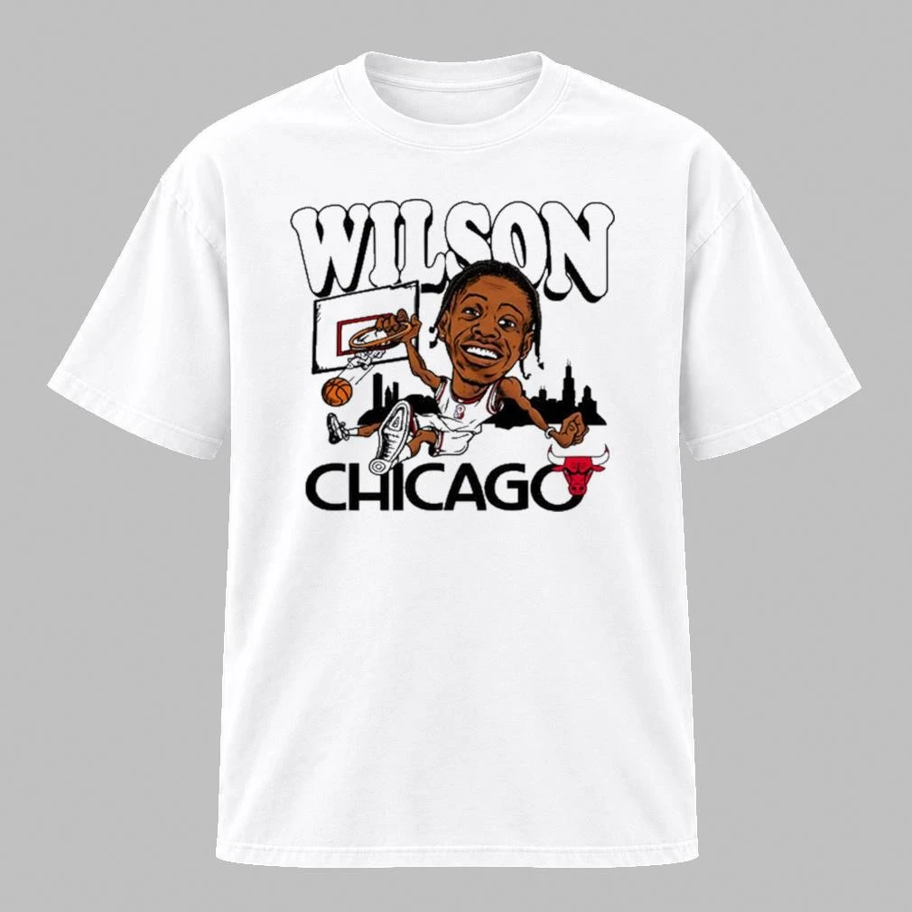 Caleb Wilson 8 Chicago Bulls NBA Basketball Player Caricature and Skyline Shirt