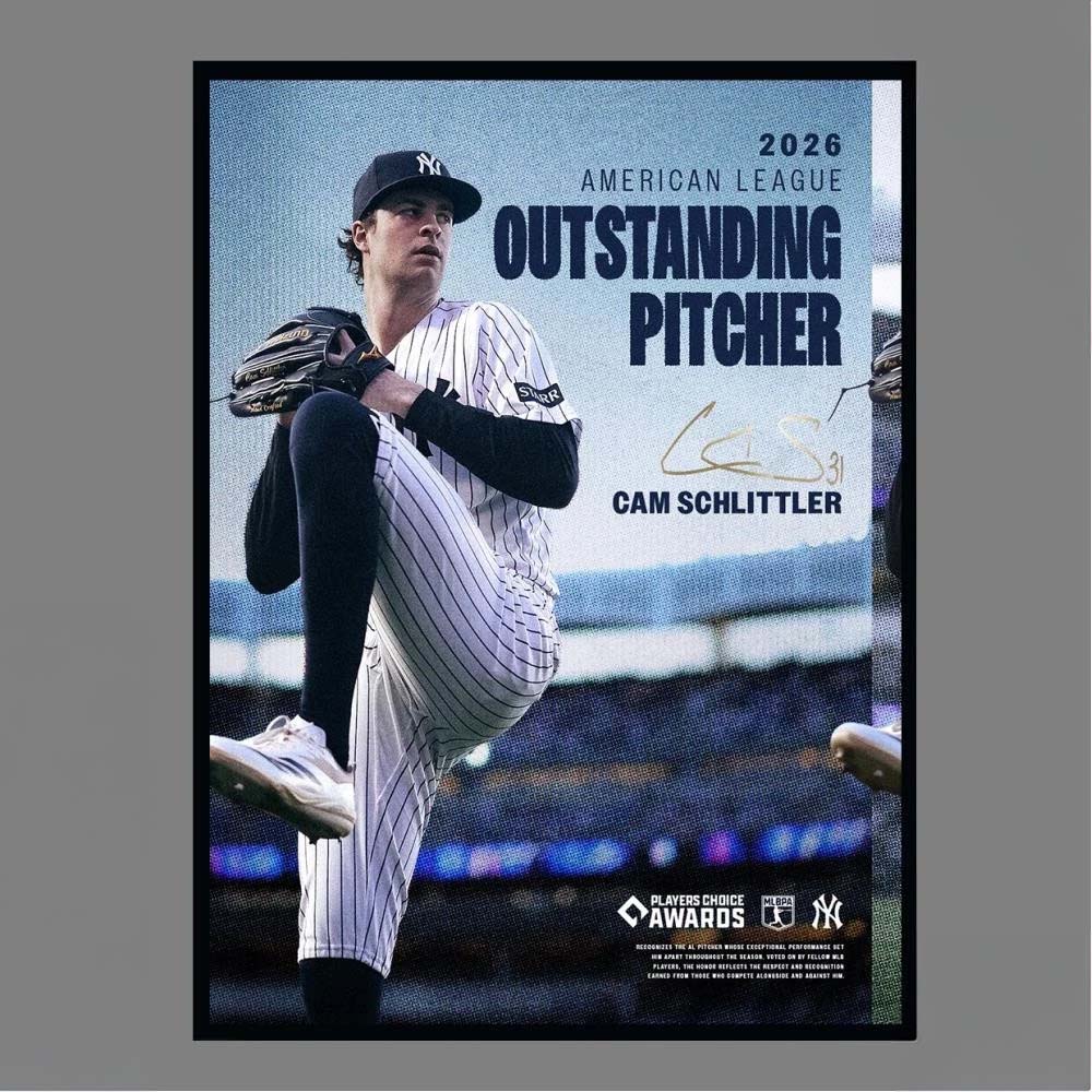 Cam Schlittler New York Yankees 2026 American League Outstanding Pitcher Players Choice Awards Poster