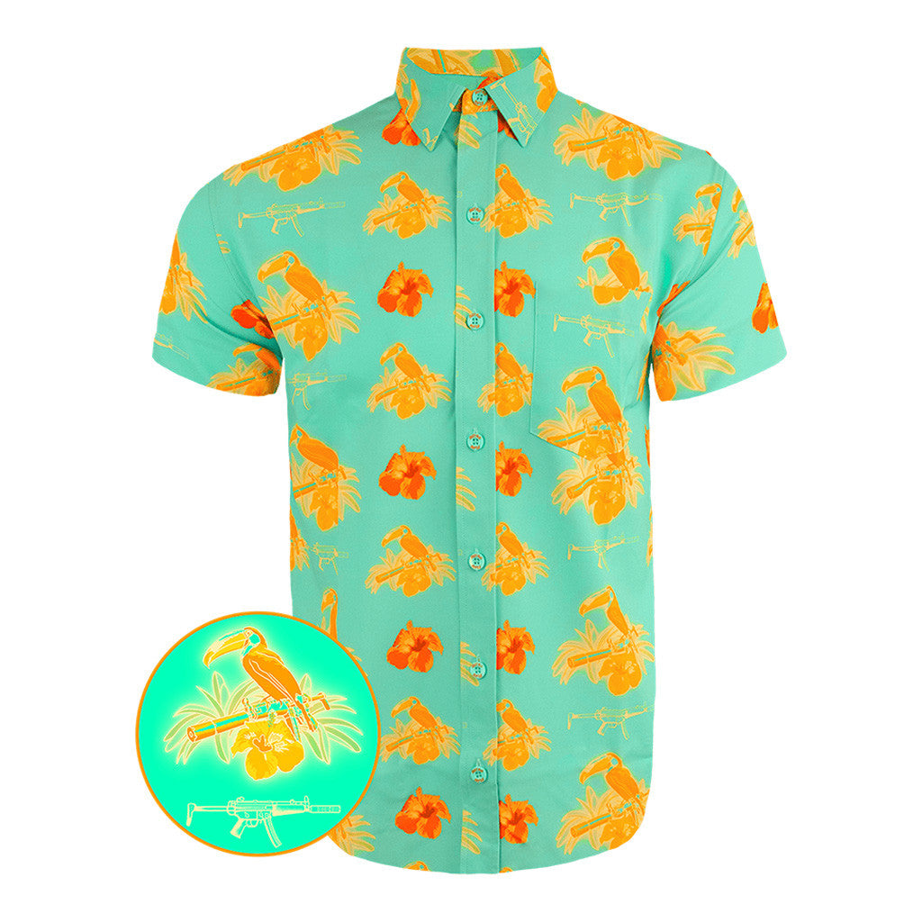 Cans And Toucans Mint Button Down Shirt Outdoor Hawaiian Tactical Shirt Gifts For Friends