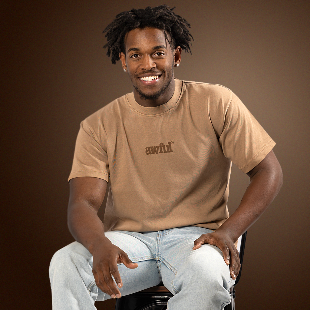 Cappuccino Brown Awful Minimalist Tee - 100% Premium Cotton