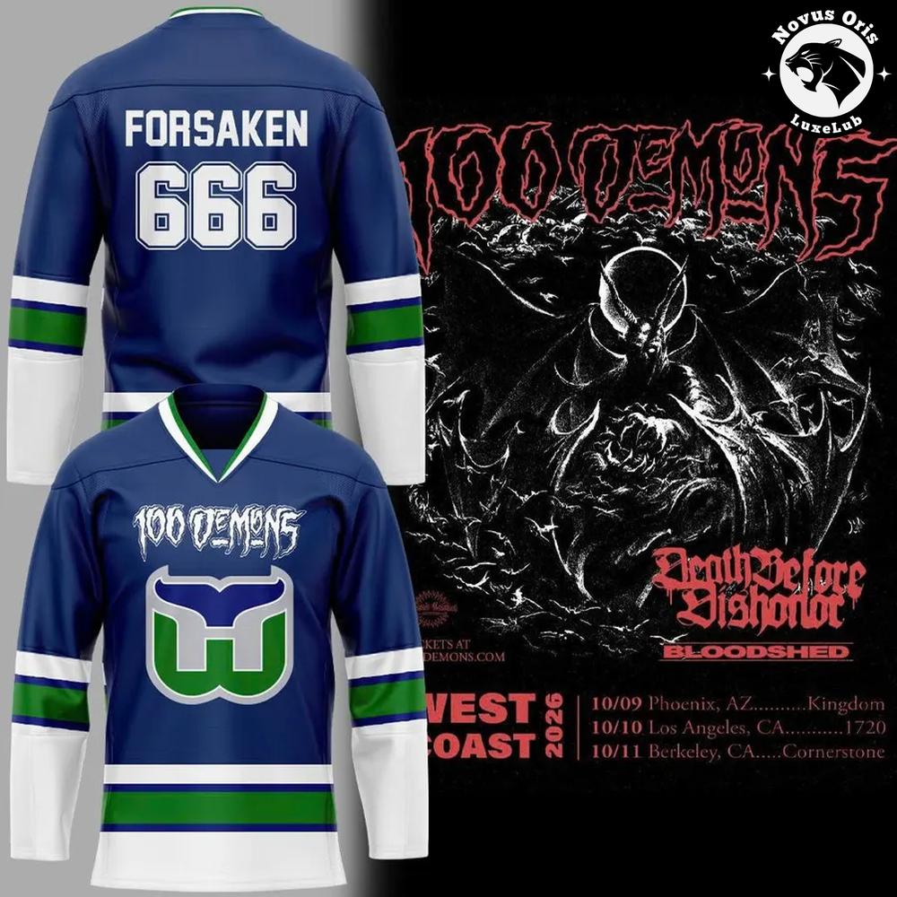 Carolina Hurricanes x 100 Demons West Coast 2026 Blue Hockey Jersey 1 - Unicasport Carolina Hurricanes x 100 Demons West Coast 2026 Blue Hockey Jersey