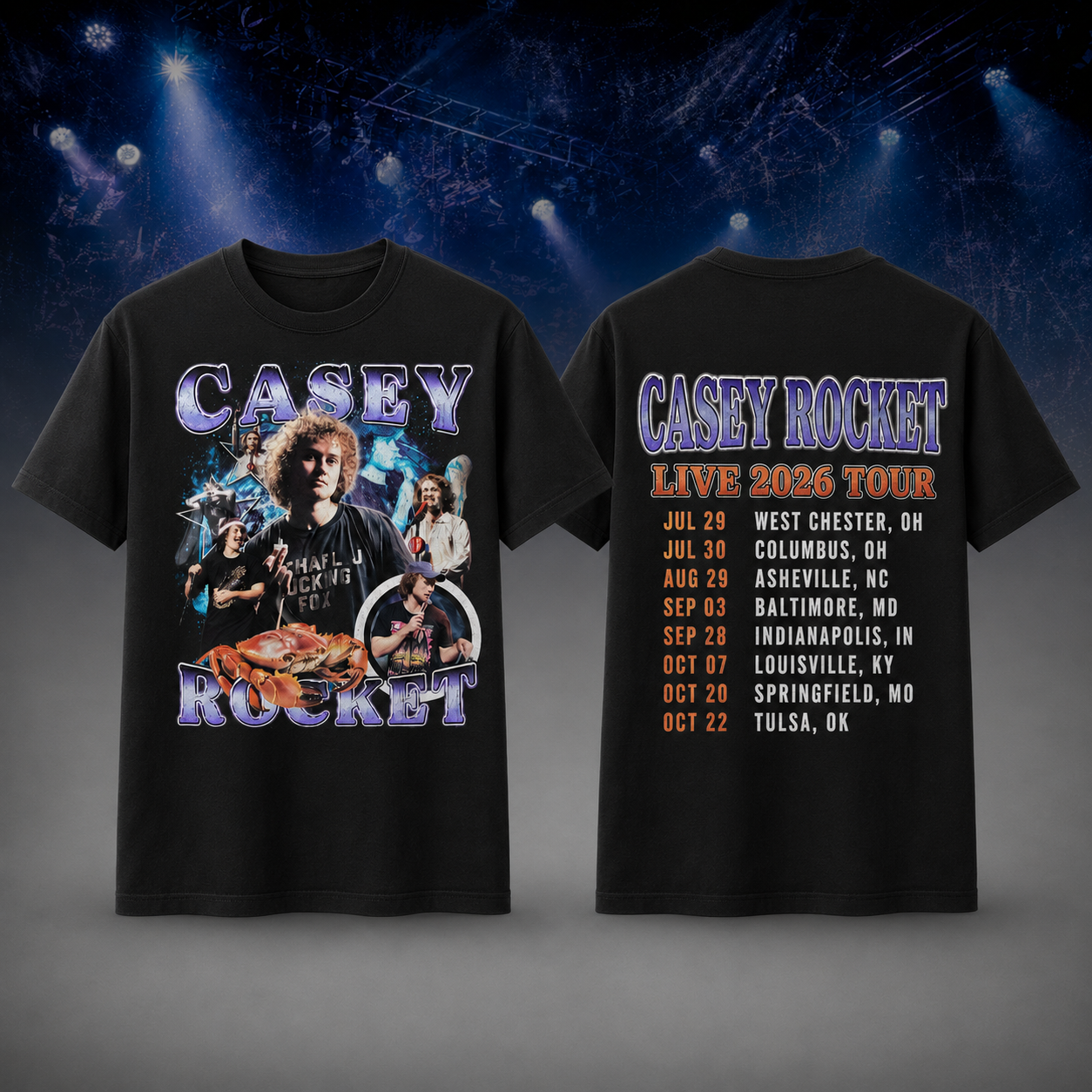 90s Vintage Bootleg Graphic T-shirt - Casey Rocket Tour 2026