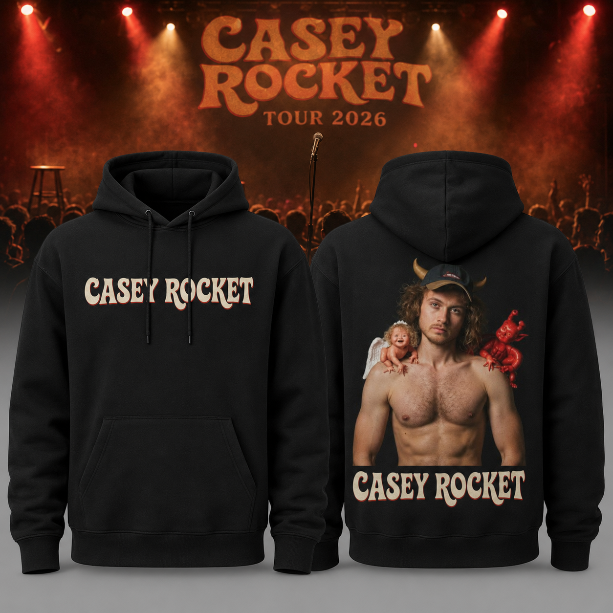 Casey Rocket Tour 2026 Angels and Demons Black Hoodie
