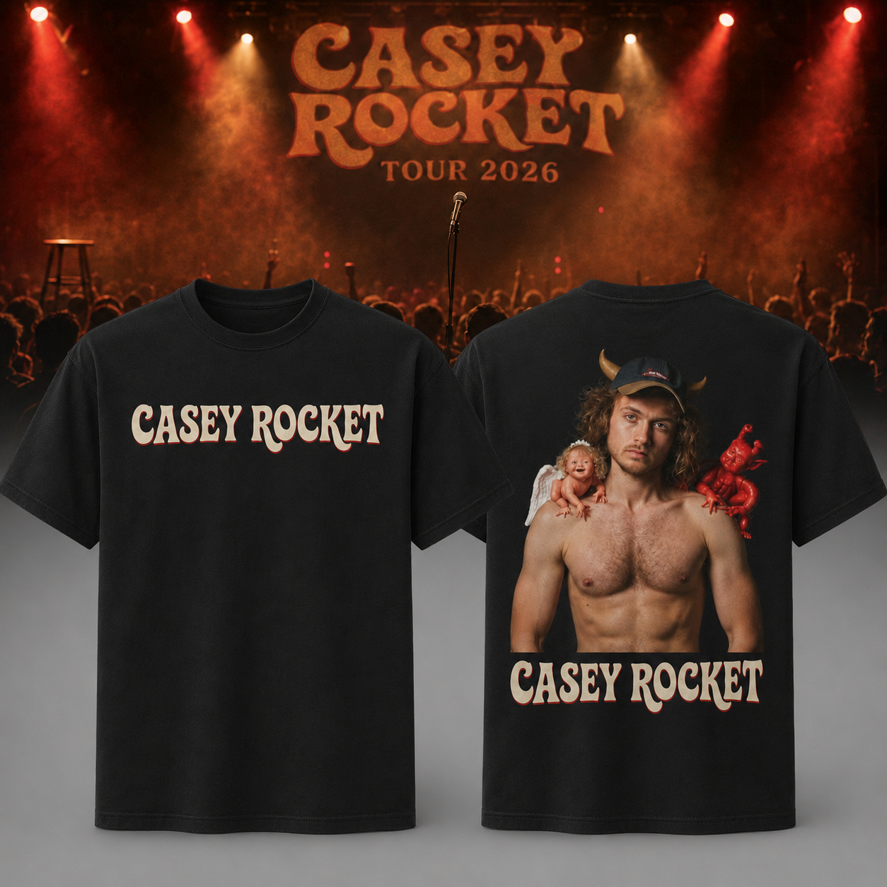 Angels and Demons Black T-shirt - Casey Rocket Tour 2026