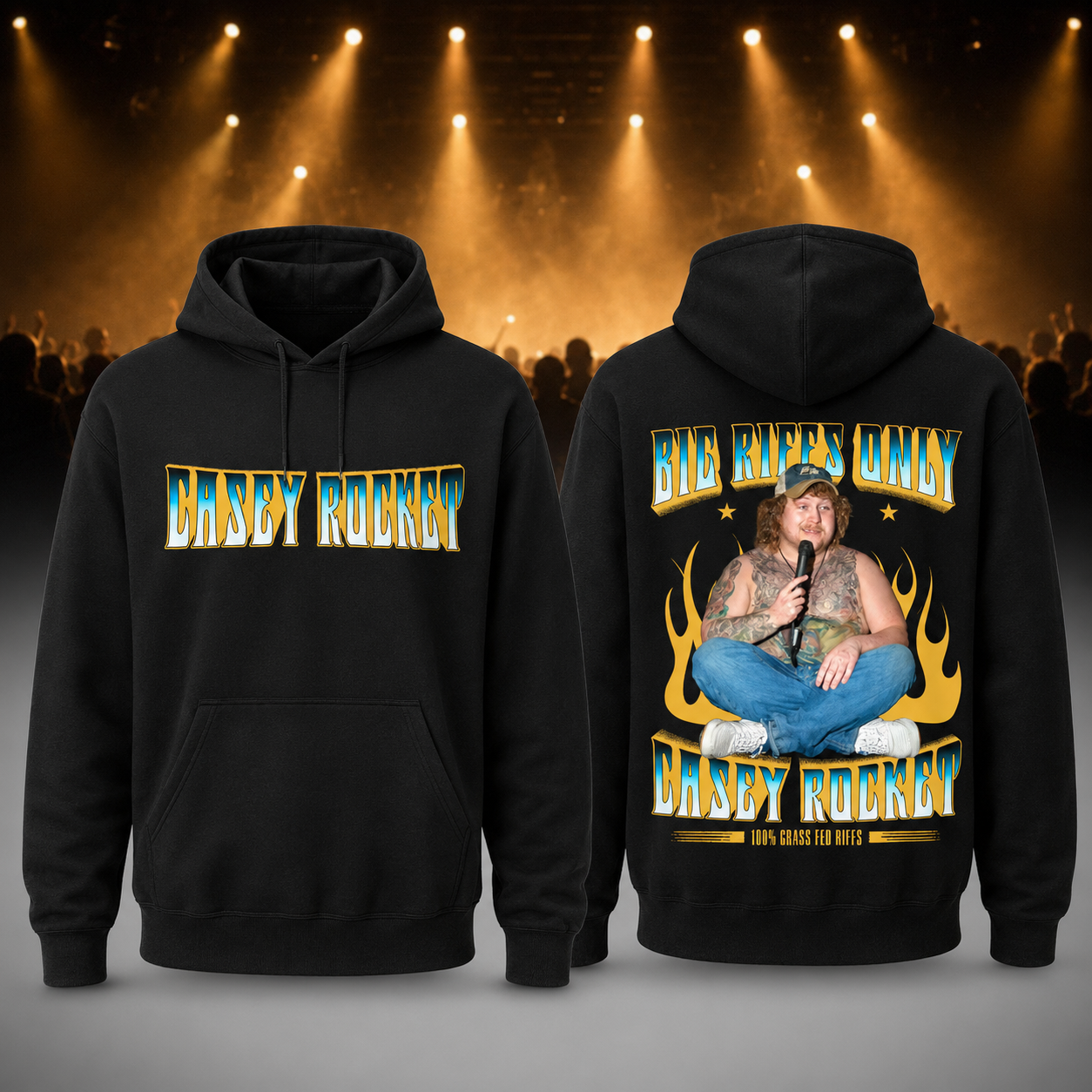Casey Rocket Tour 2026 Big Riffs Only Black Hoodie