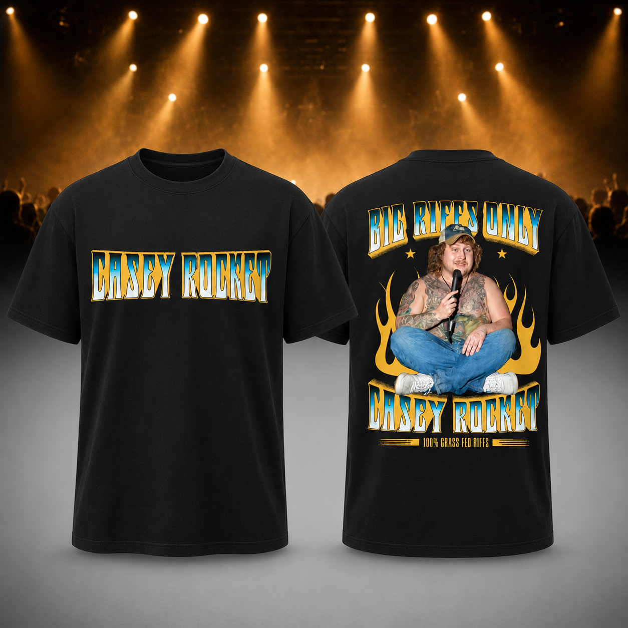 Casey Rocket Tour 2026 Big Riffs Only Black T-shirt