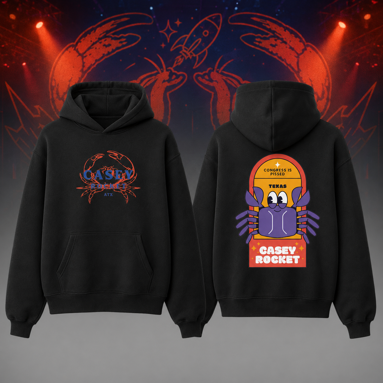 Casey Rocket Tour 2026 The Crab Orange Black Hoodie