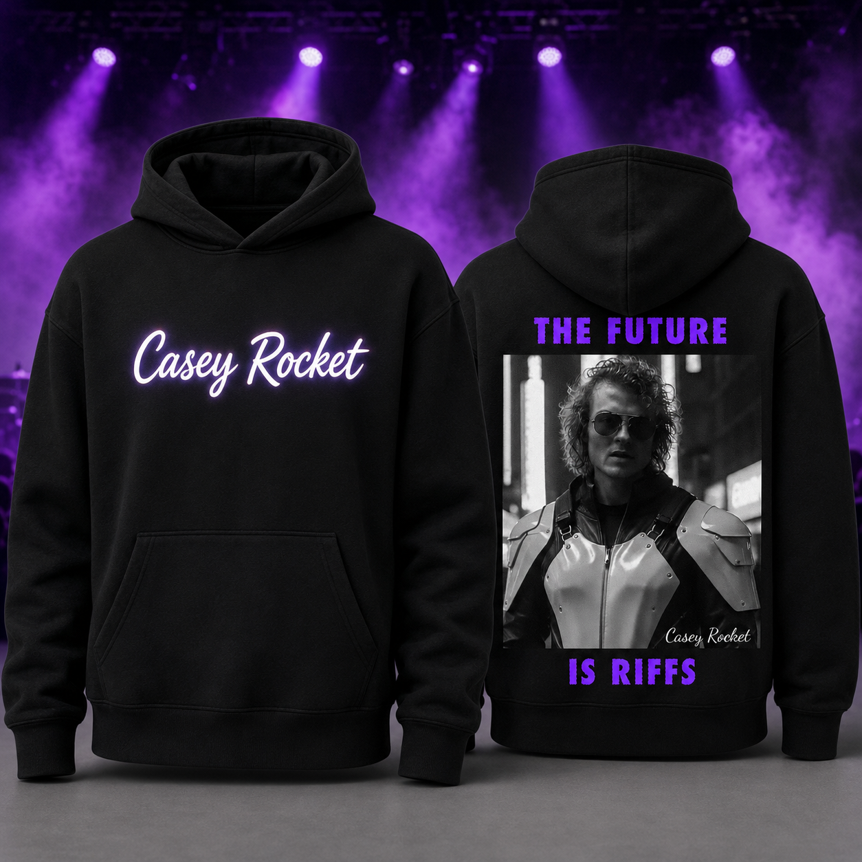Casey Rocket Tour 2026 The Future is Riffs Black Hoodie Apparel