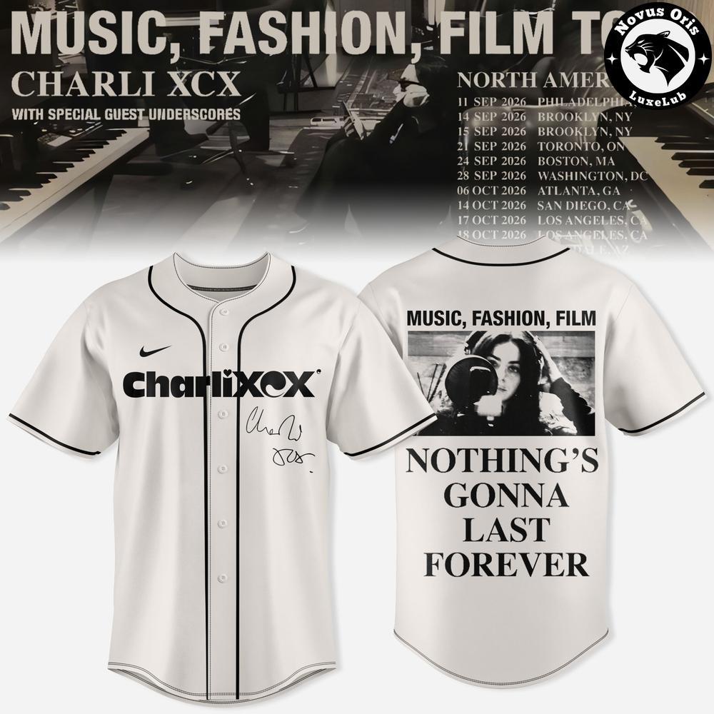 Charli XCX Music Fashion Film 2026 Tour Baseball Jersey 1 - Unicasport Charli XCX Music Fashion Film 2026 Tour Baseball Jersey
