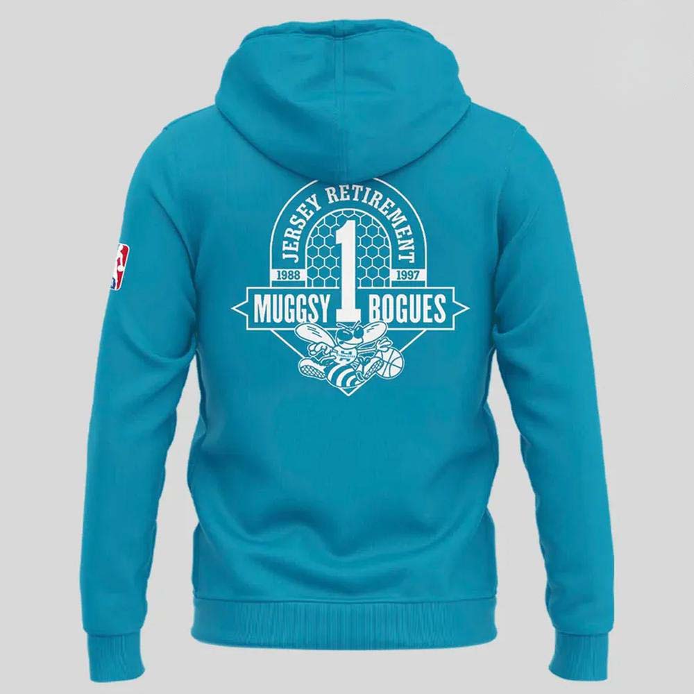 Charlotte Hornets Muggsy Bogues 2026 Teal Hoodie - Image 3