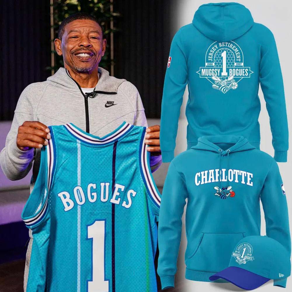 Charlotte Hornets Muggsy Bogues 2026 Teal Hoodie