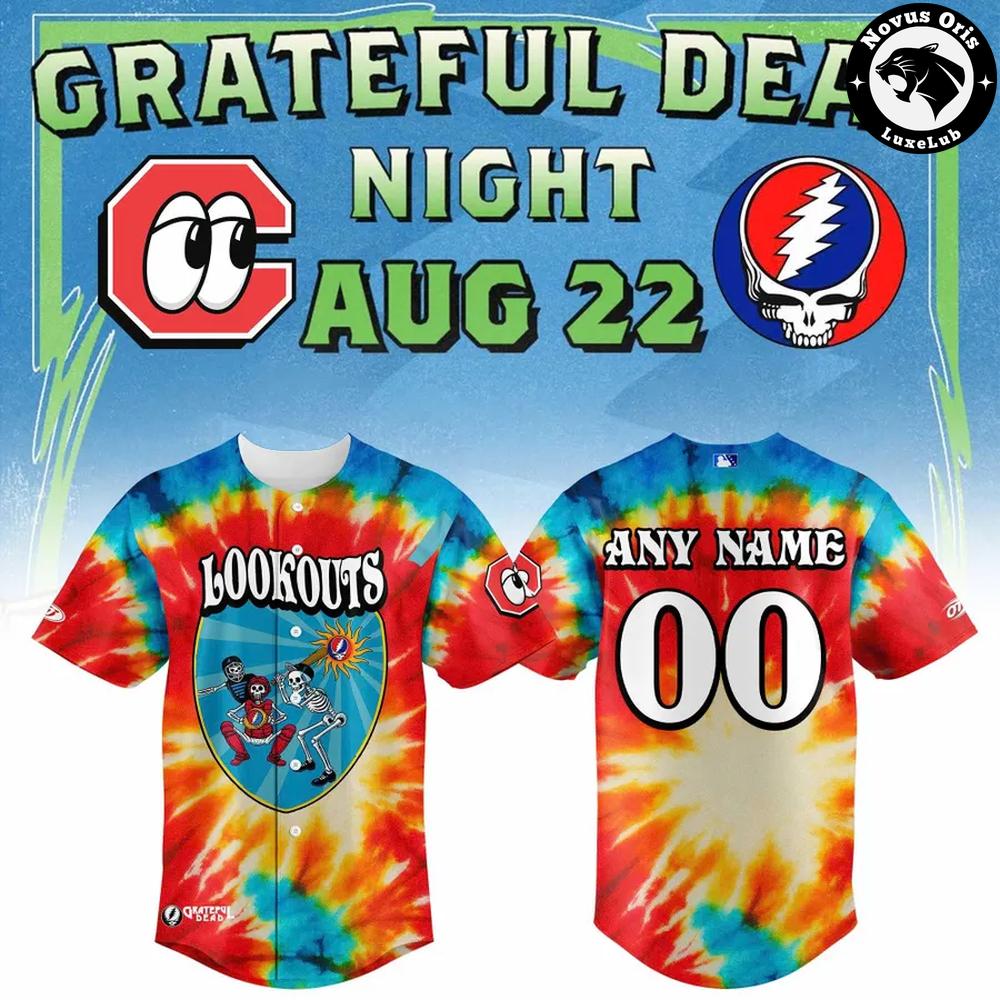Chattanooga Lookouts 2026 Grateful Dead Night Custom Baseball Jersey 1 - Unicasport Chattanooga Lookouts 2026 Grateful Dead Night Custom Baseball Jersey