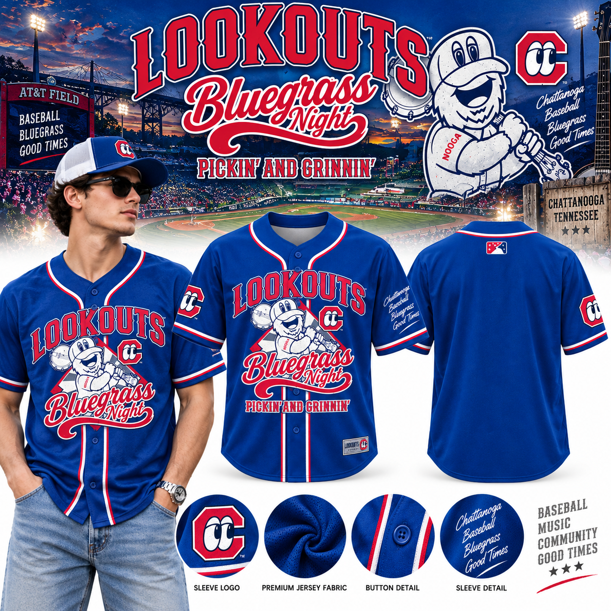 Chattanooga Lookouts Bluegrass Night 2026 Jersey Merch 1 - Unicasport Chattanooga Lookouts Bluegrass Night 2026 Jersey Merch