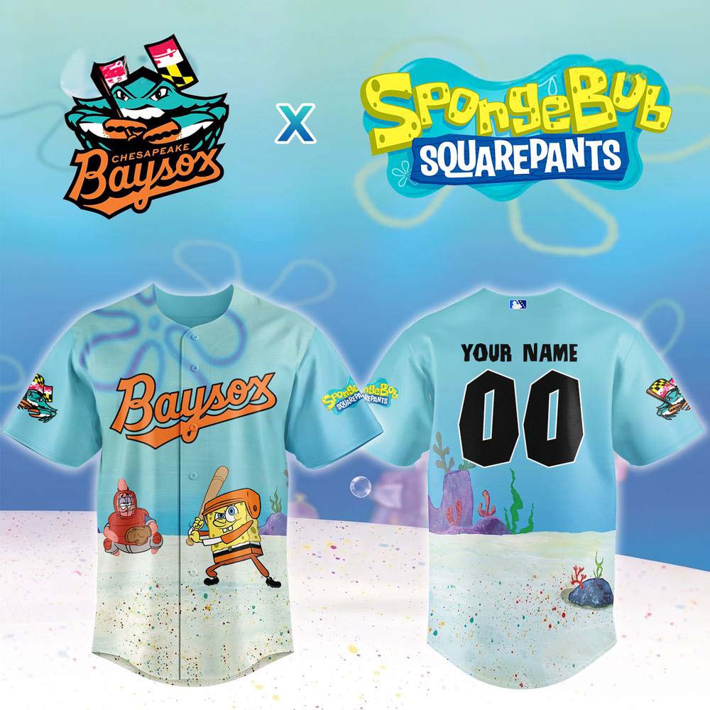 Chesapeake Baysox x SpongeBob SquarePants Night Special Baseball Jersey - Best Gift for Fans