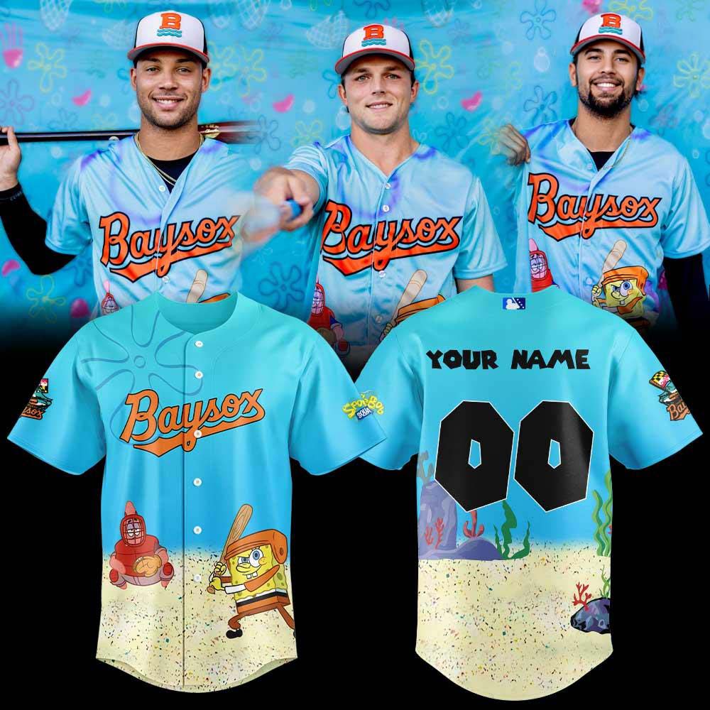 Chesapeake Baysox x Sponge Bob Square Pants Splash Day Custom Name Baseball Jersey Fan Apparel Collection 1 - Unicasport Chesapeake Baysox x Sponge Bob Square Pants Splash Day Custom Name Baseball Jersey Fan Apparel Collection