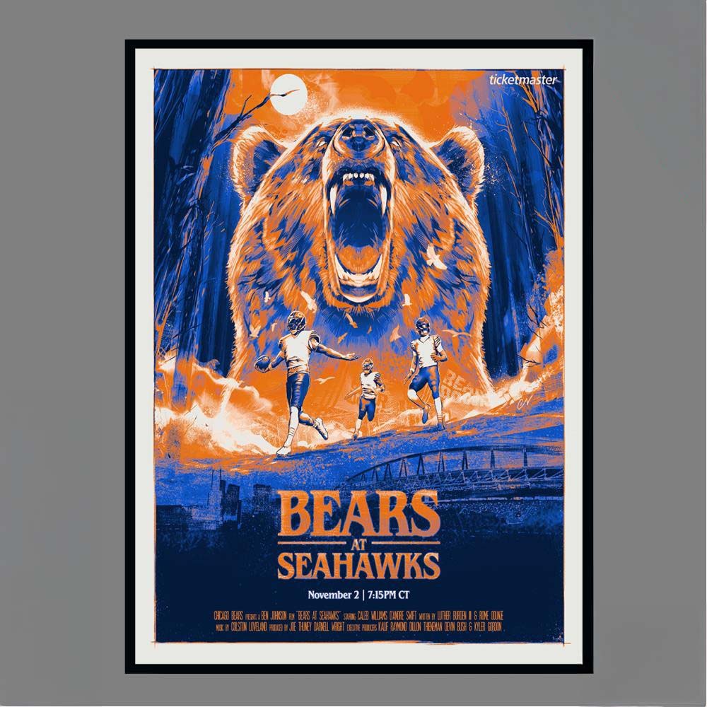 Chicago Bears At Seahawks November 2 715PM CT Ticketmaster NFL Football Match Wall Art Print Poster