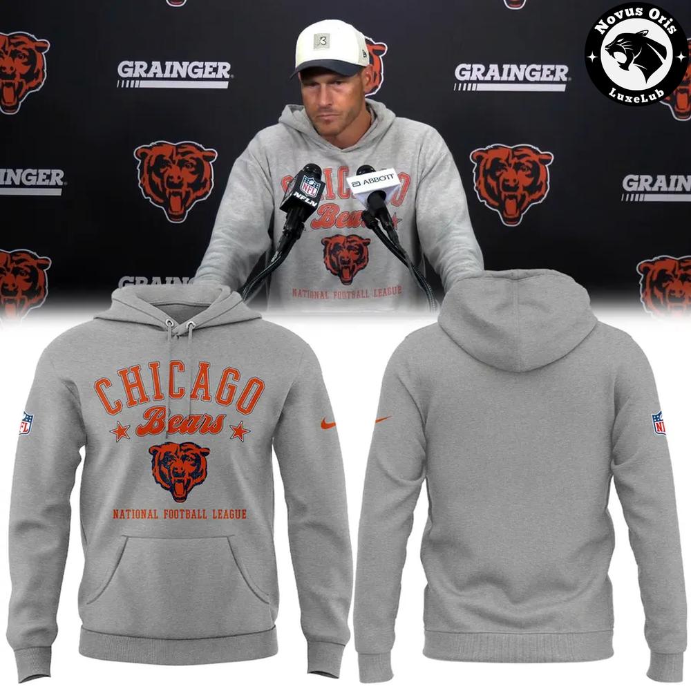 Chicago Bears Coach Ben Johnson NFL 2026 Grey Pullover Hoodie 1 - Unicasport Chicago Bears Coach Ben Johnson NFL 2026 Grey Pullover Hoodie