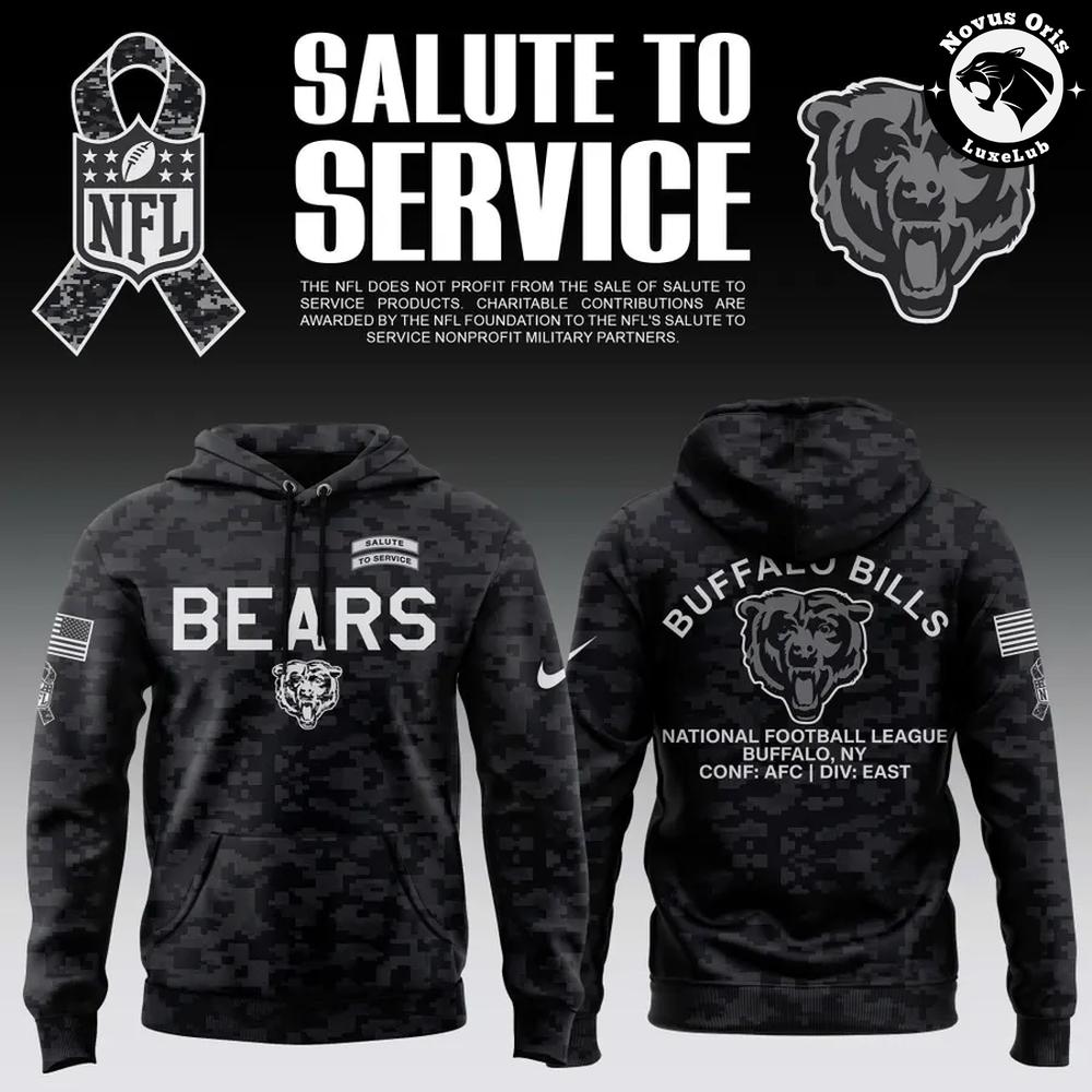 Chicago Bears Salute To Service 2026 Black Camo Pullover Hoodie 1 - Unicasport Chicago Bears Salute To Service 2026 Black Camo Pullover Hoodie