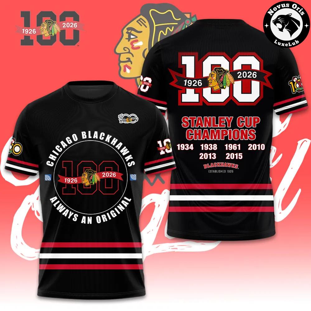 Chicago Blackhawks 100th Anniversary Centennial T-Shirt
