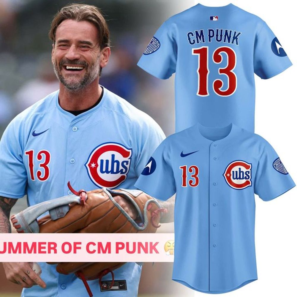 Chicago Cubs x CM Punk Limited Edition #13 Blue Baseball Jersey