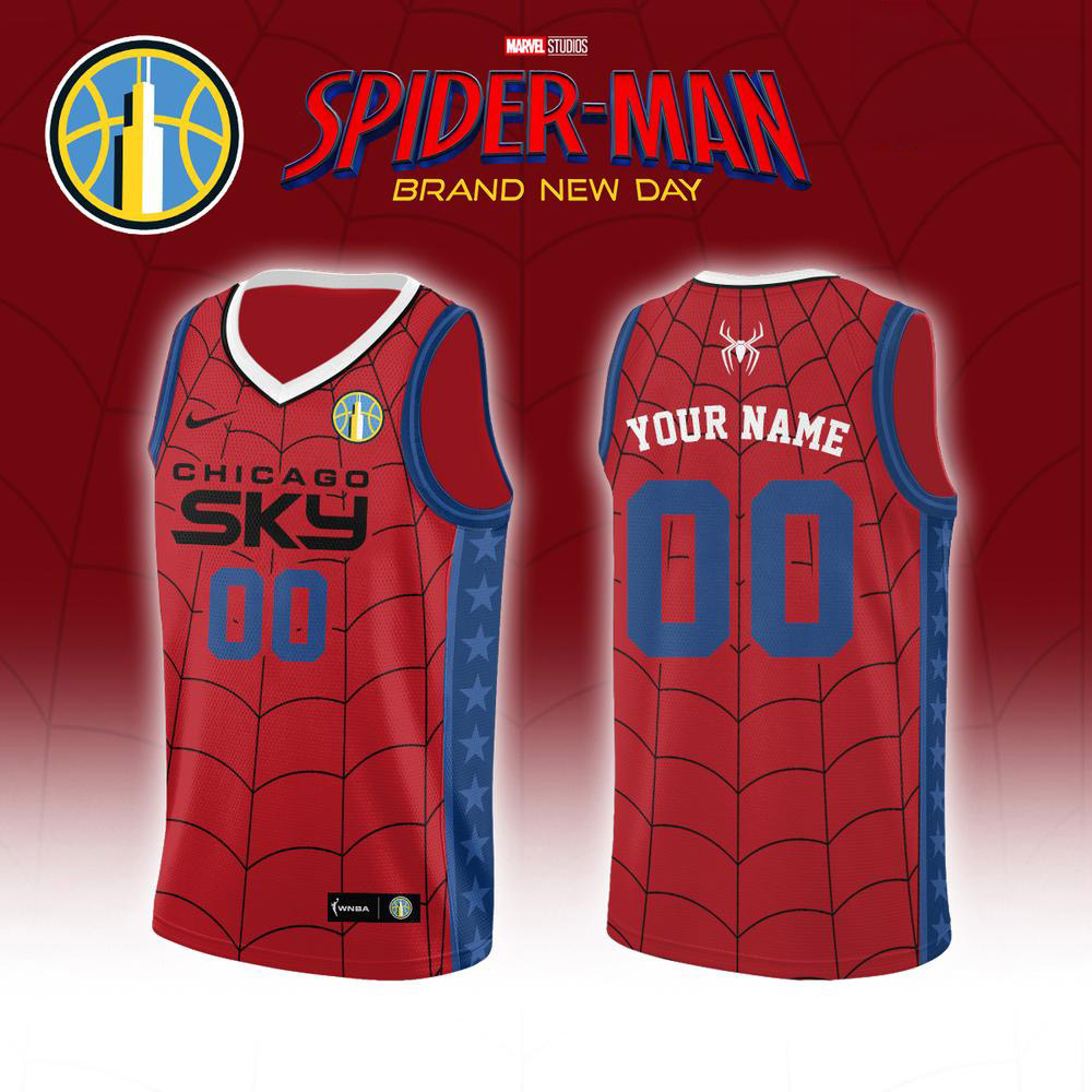 SpiderMan x Chicago Sky Brand New Day 2026 Basketball Jersey 1 - Unicasport SpiderMan x Chicago Sky Brand New Day 2026 Basketball Jersey