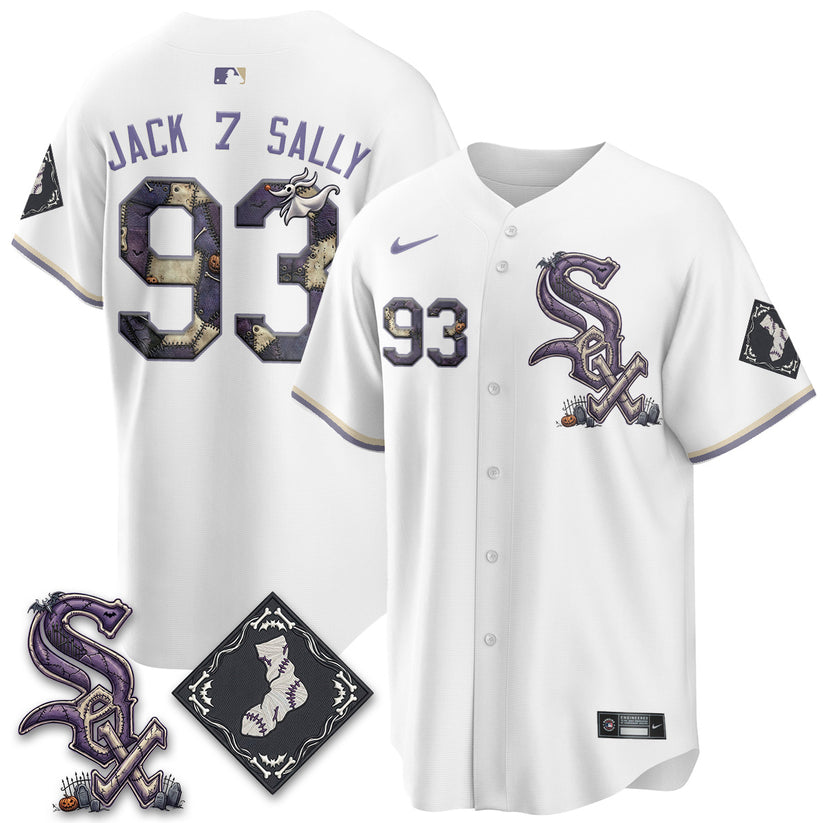 Chicago White Sox Jack and Sally 93 Halloween White Baseball Jersey Fan Jersey Collection 1 - Unicasport Chicago White Sox Jack and Sally 93 Halloween White Baseball Jersey Fan Jersey Collection