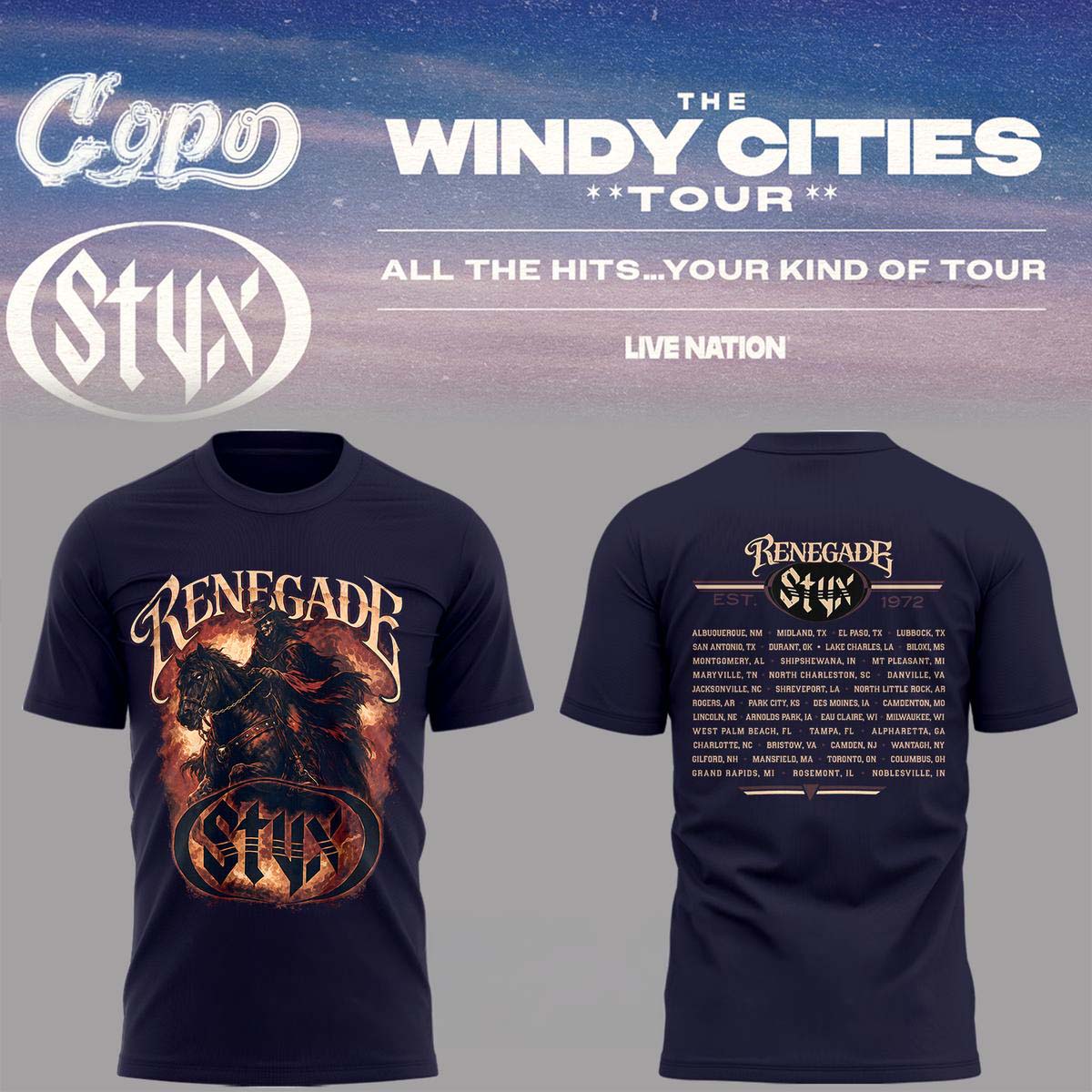 Chicago x Styx The Windy Cities Tour 2026 All The Hits T-Shirt - Best Gift for Fans
