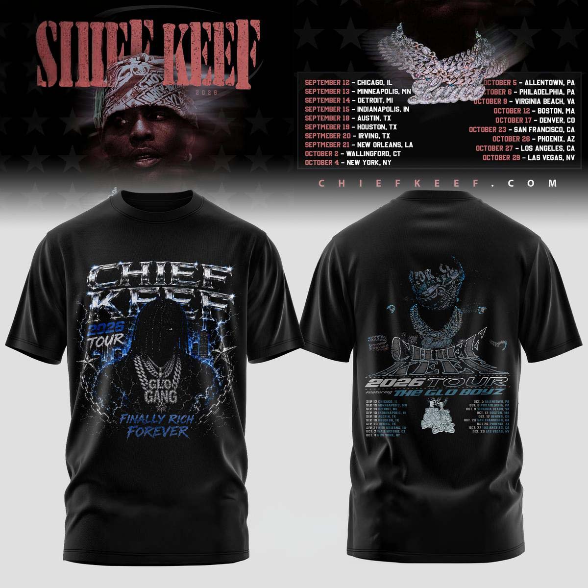 Chief Keef Finally Rich 2026 Concert Tour Black T-Shirt - Best Gift for Fans