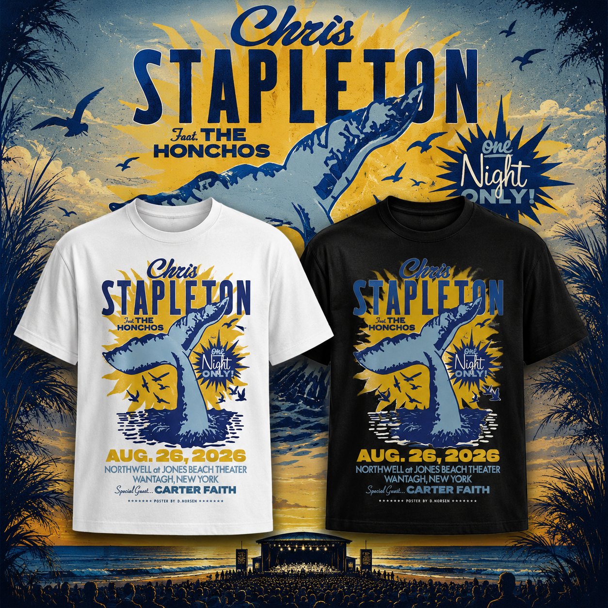 Chris Stapleton August 26 2026 Jones Beach Theater Wantagh NY T-Shirt