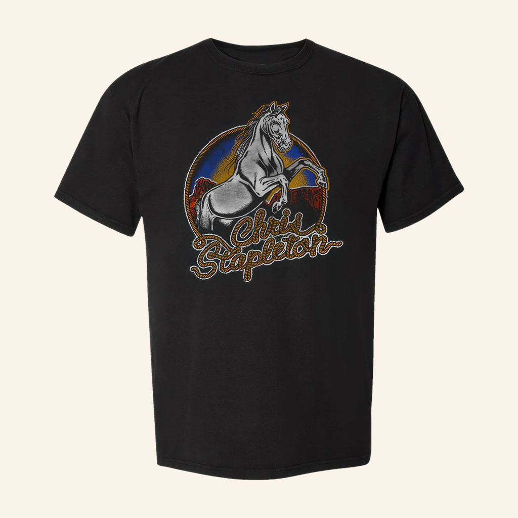 Chris Stapleton Merch 2026 White HorseTShirtBlack Good Gifts For Boyfriend