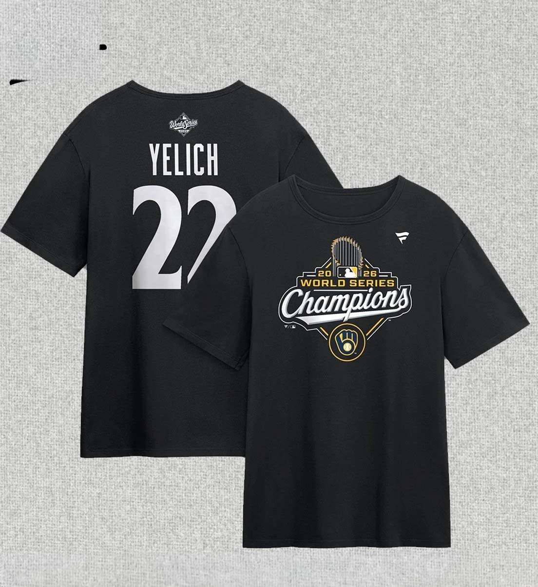 Christian Yelich Milwaukee Brewers 2026 World Series Champions Big Tall Name Number TShirt