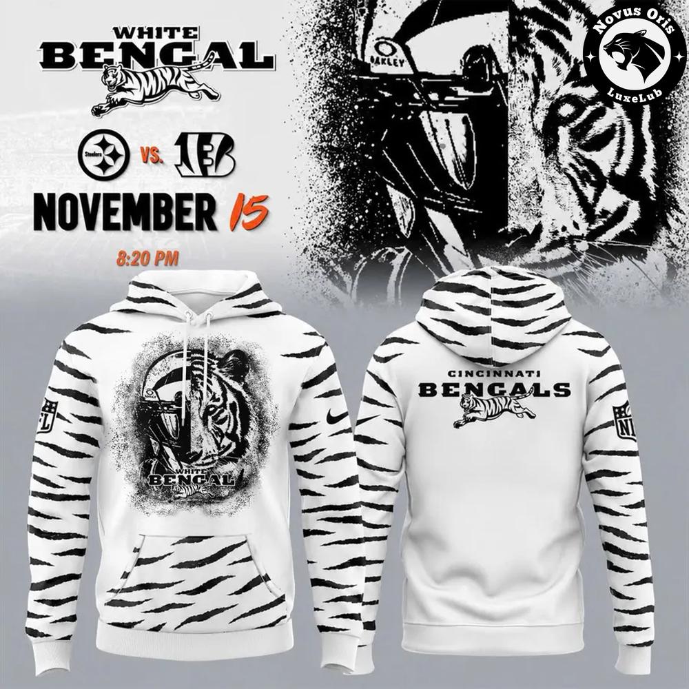 Cincinnati Bengals White Bengal Football Limited Edition Hoodie 1 - Unicasport Cincinnati Bengals White Bengal Football Limited Edition Hoodie