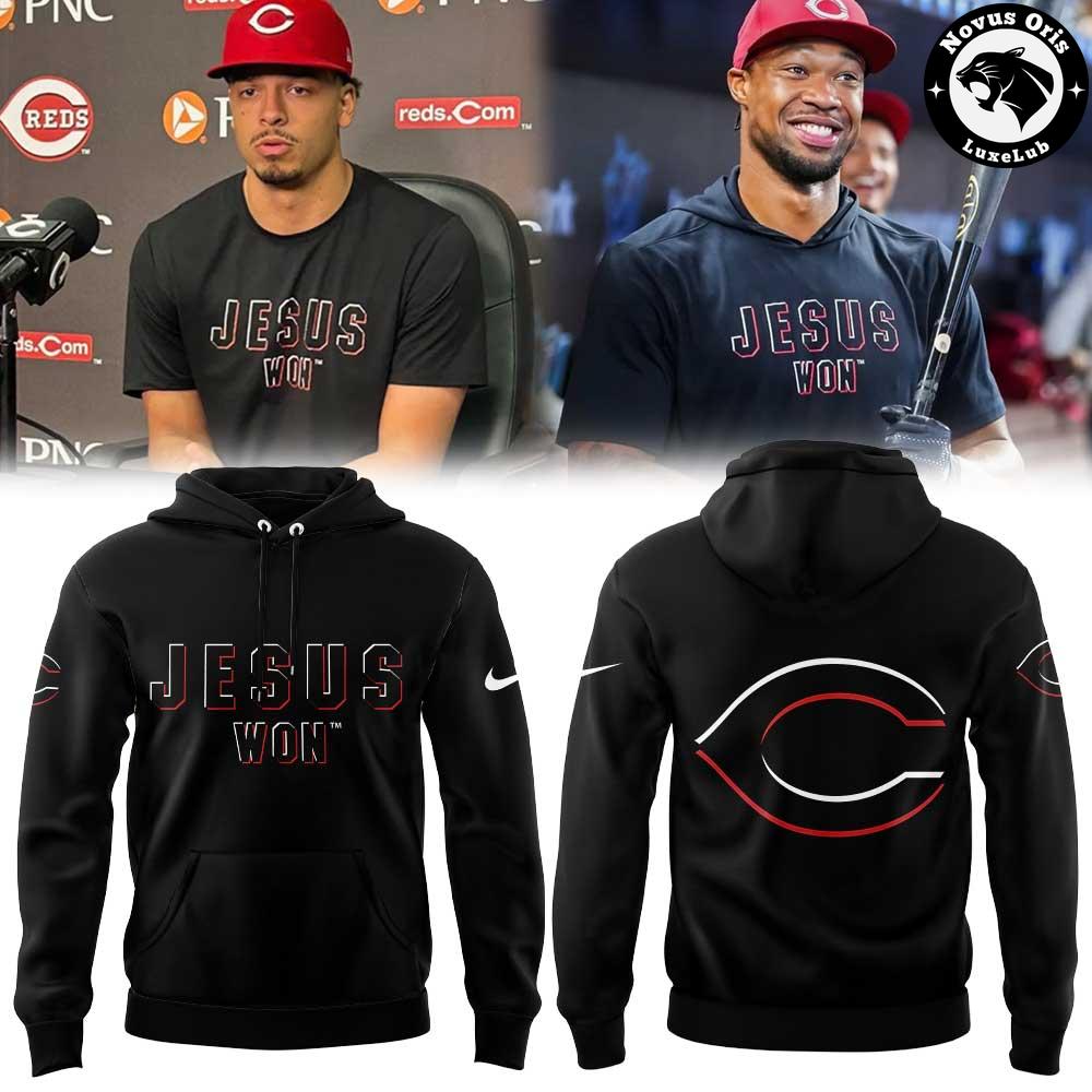 Cincinnati Reds x Jesus Won Pullover With Back Team Logo Hoodie 1 - Unicasport Cincinnati Reds x Jesus Won Pullover With Back Team Logo Hoodie