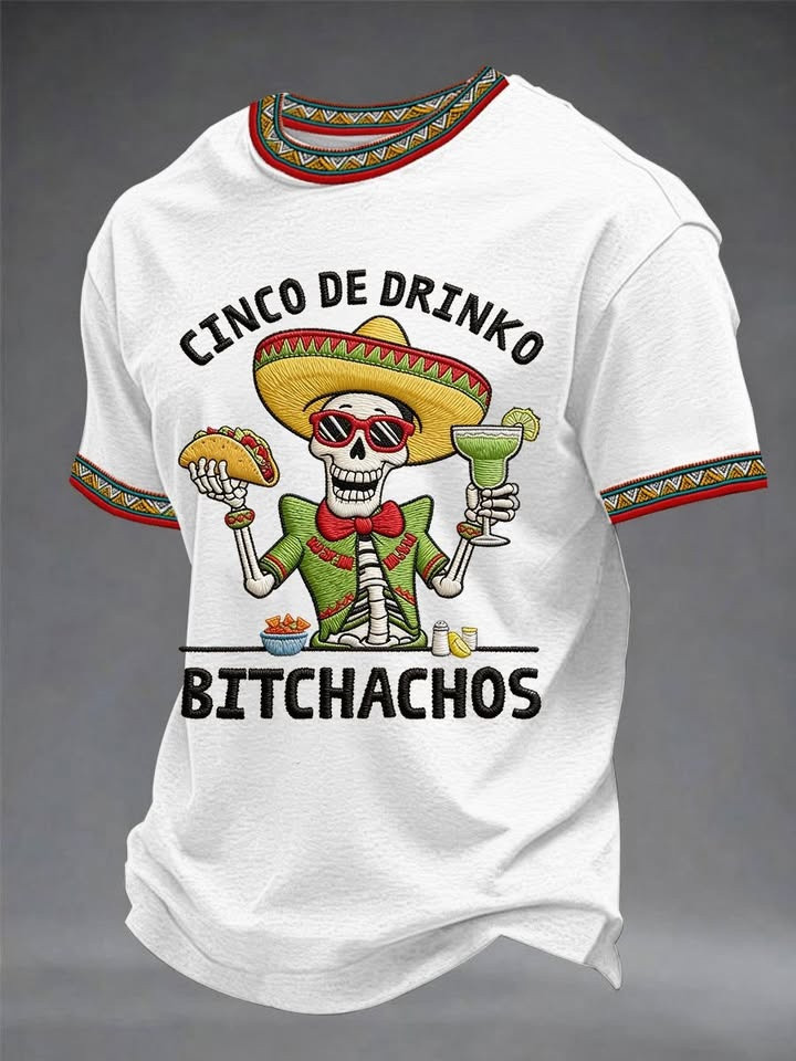 Cinco De Drinko Bitchachos Skeleton TShirt Mexican Heritage Merch Awesome Latino Pride Gift