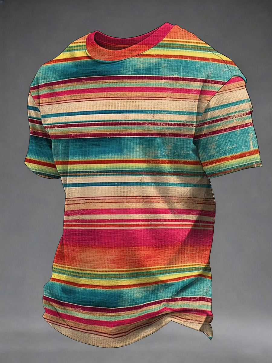 Cinco De Mayo Fiesta TShirt Vibrant Horizontal Stripes Merch Gift For Latino