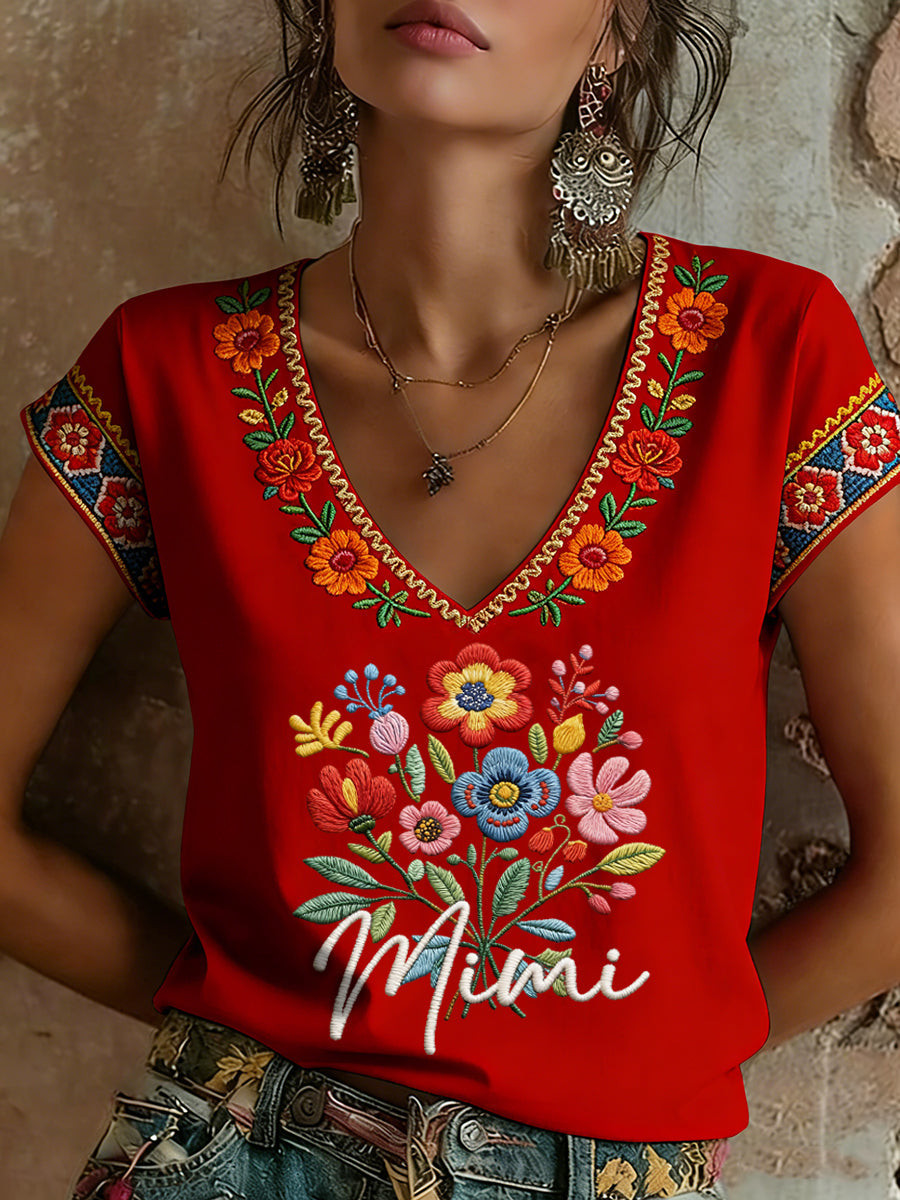 Cinco De Mayo Parade V-Neck TShirt Floral Bouquet Merch Gift For Latina