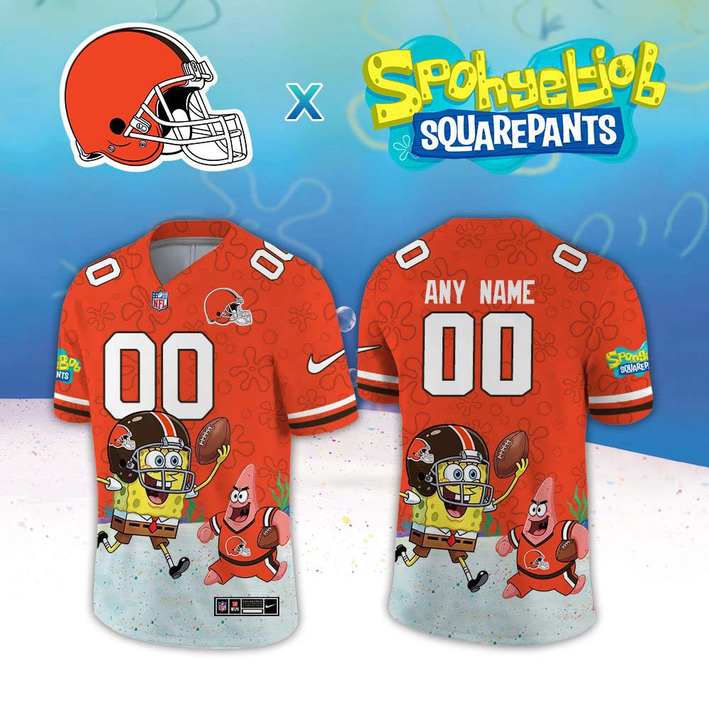 Cleveland Browns SpongeBob SquarePants Limited Custom Jersey 1 - Unicasport Cleveland Browns SpongeBob SquarePants Limited Custom Jersey