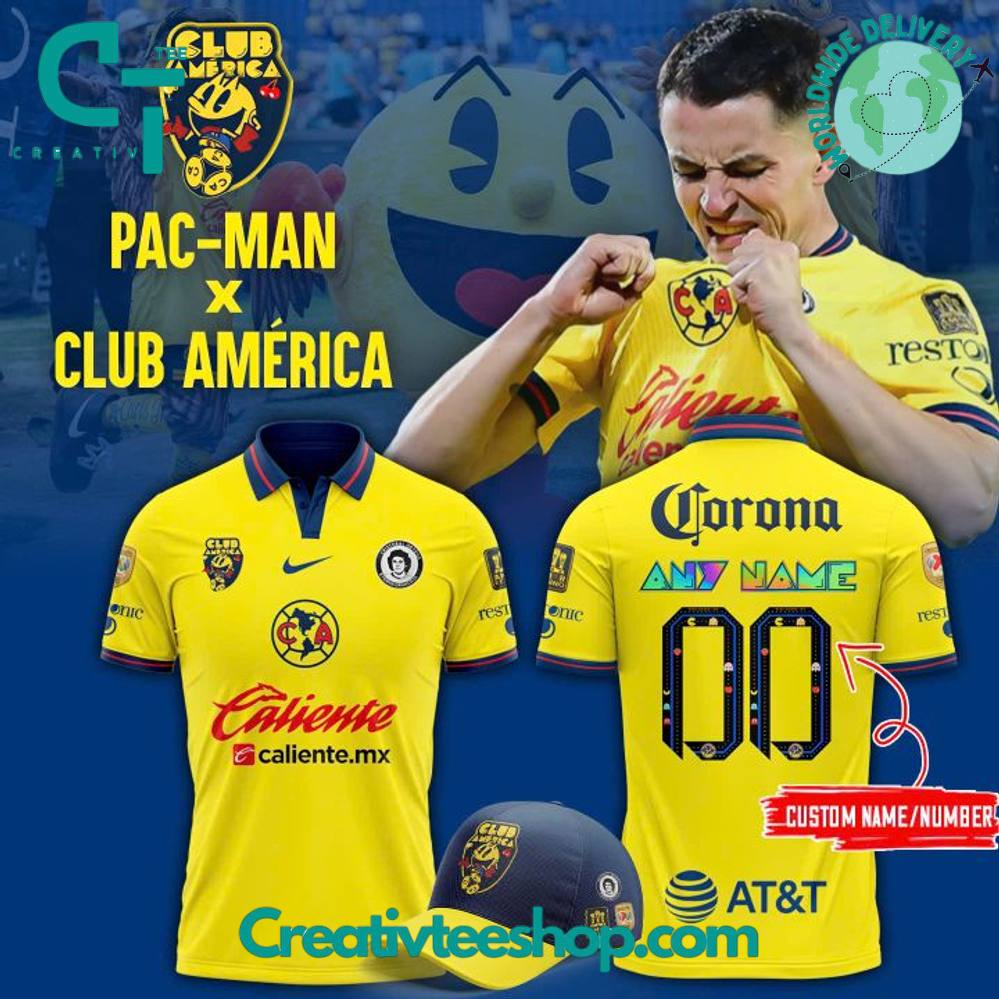 Club America x Pac Man 2025 Special Yellow Polo Shirt - Kissmybeauty