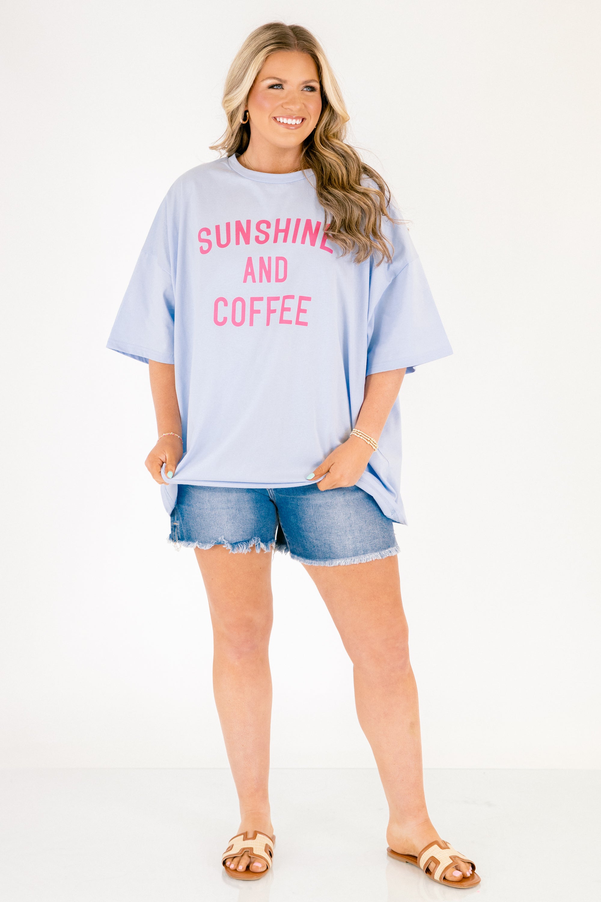 Coffee in the Sun Boyfriend Tee, Ash Blue 3 Coffee in the Sun Boyfriend Tee, Ash Blue - Image 3