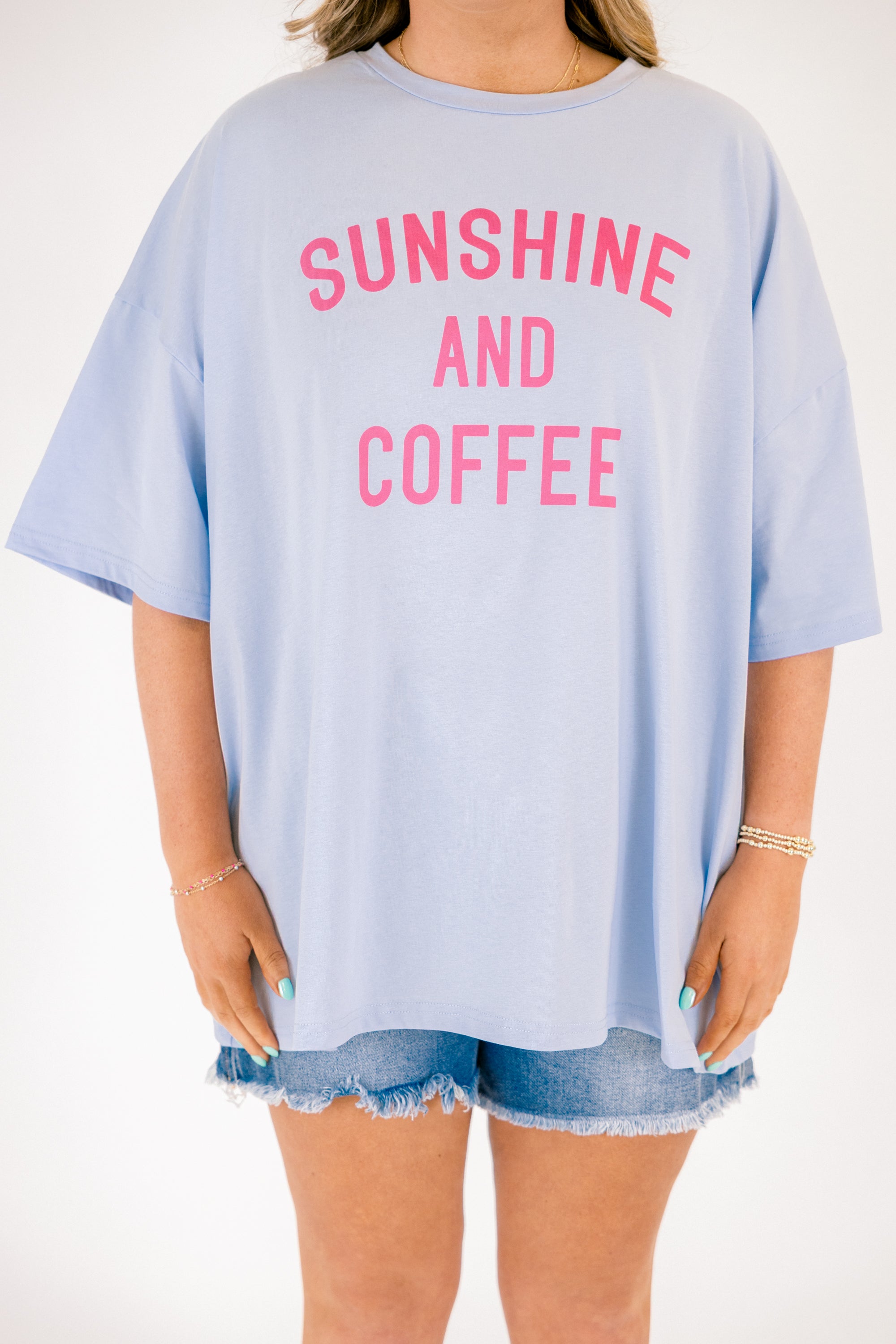 Coffee in the Sun Boyfriend Tee, Ash Blue 4 Coffee in the Sun Boyfriend Tee, Ash Blue - Image 4