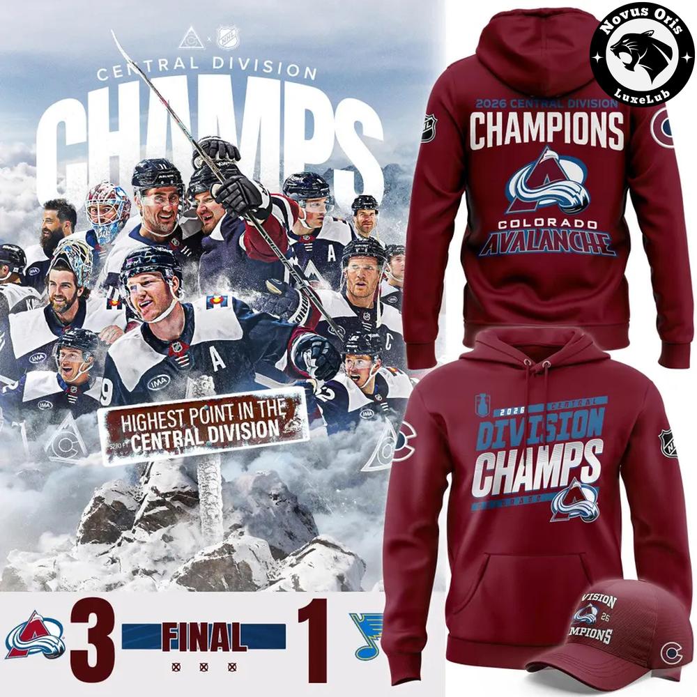 Colorado Avalanche 2026 NHL Central Division Champions Pullover Hoodie 1 - Unicasport Colorado Avalanche 2026 NHL Central Division Champions Pullover Hoodie