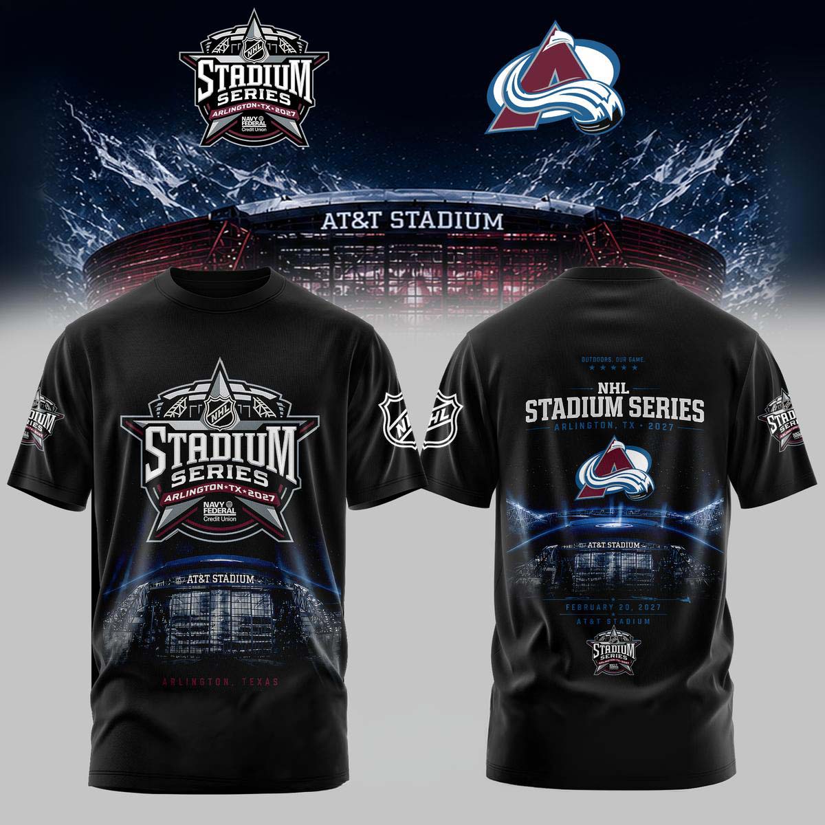 Colorado Avalanche NHL Stadium Series 2027 Black Graphic Tee Best Gift for Fans