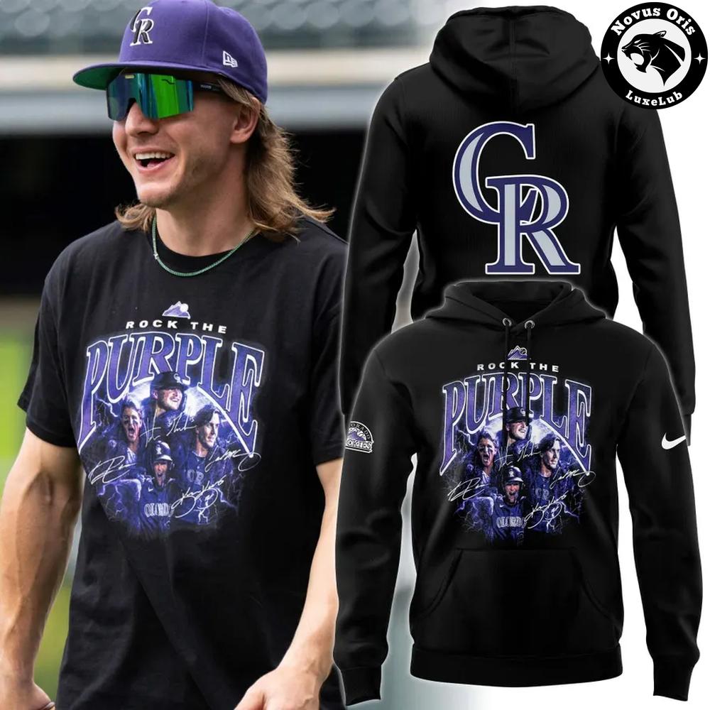 Colorado Rockies MLB Baseball Rock The Purple Signatures Hoodie 1 - Unicasport Colorado Rockies MLB Baseball Rock The Purple Signatures Hoodie