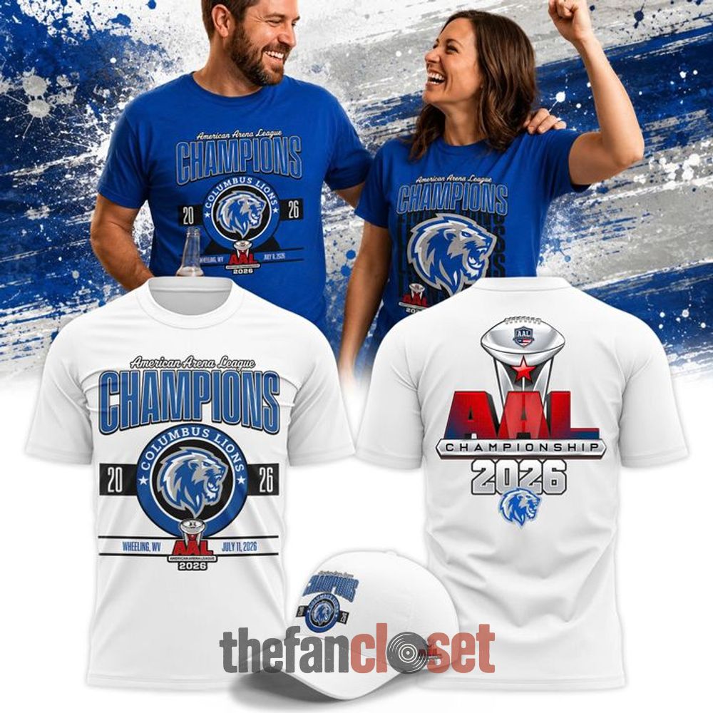 White Double-Sided Graphic Shirt Columbus Lions 2026 AAL Champions