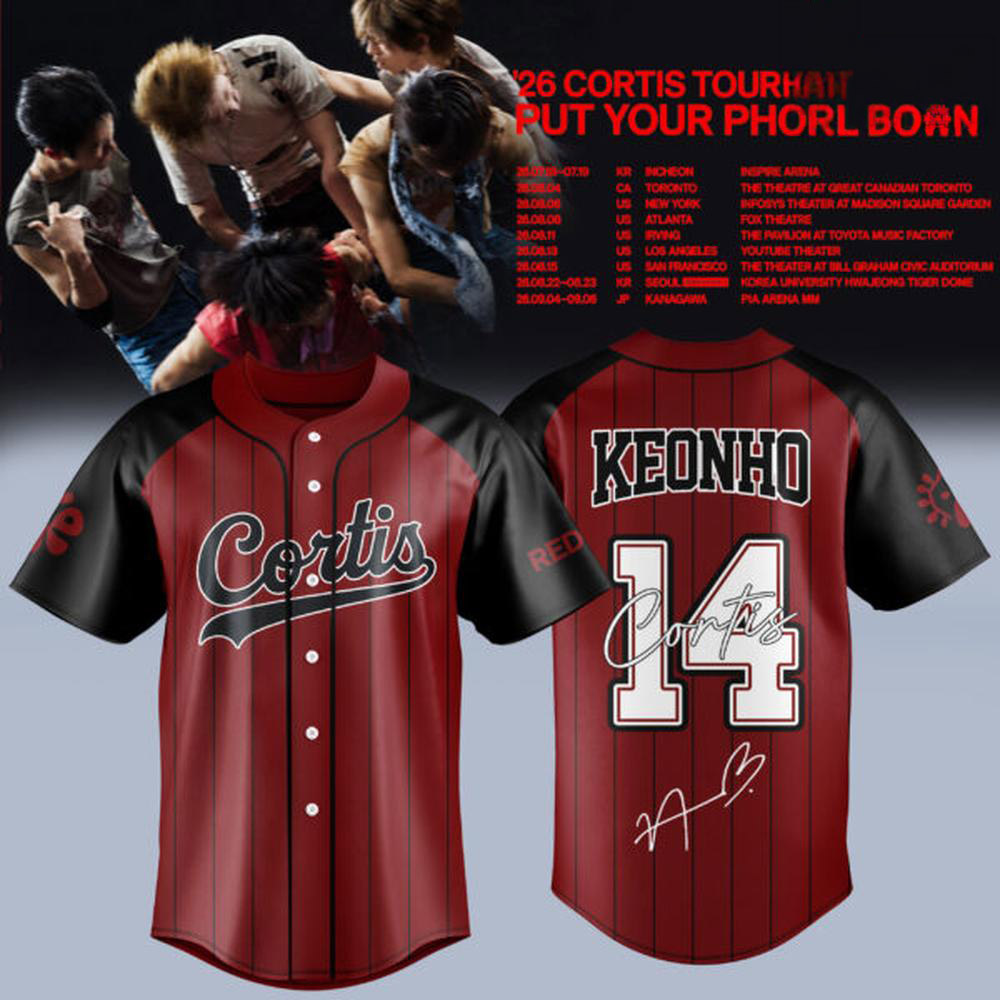 CORTIS Put Your Phone Down Tour 2026 Keonho 14 Baseball Jersey Apparel 1 - Unicasport CORTIS Put Your Phone Down Tour 2026 Keonho 14 Baseball Jersey Apparel