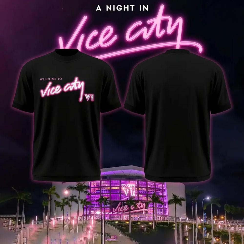 Court Culture x Duvin Vice City 2026 Black Welcome Neon Pink Logo Graphic T Shirt