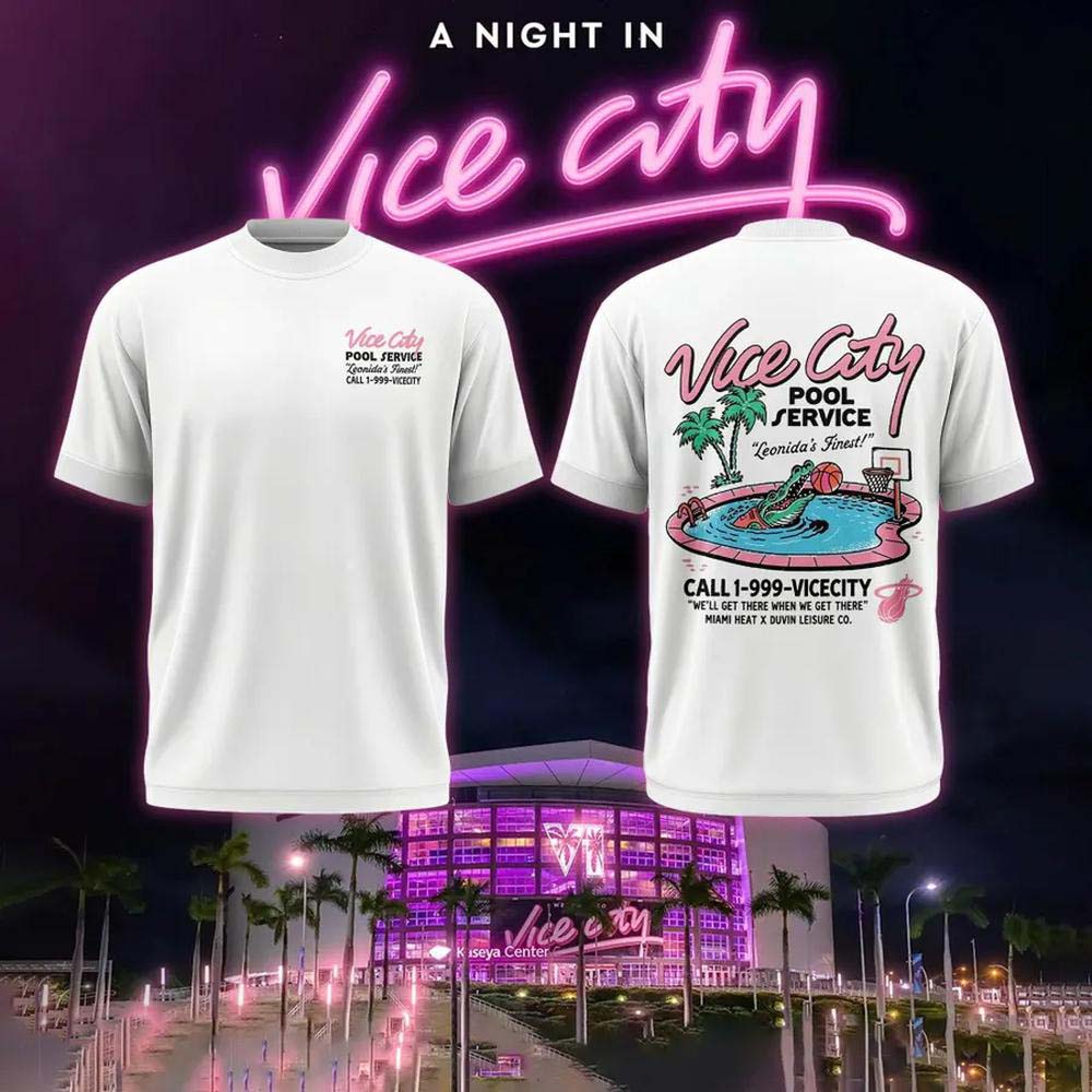 Court Culture x Duvin Vice City Pool Service 2026 White Alligator Graphic T Shirt