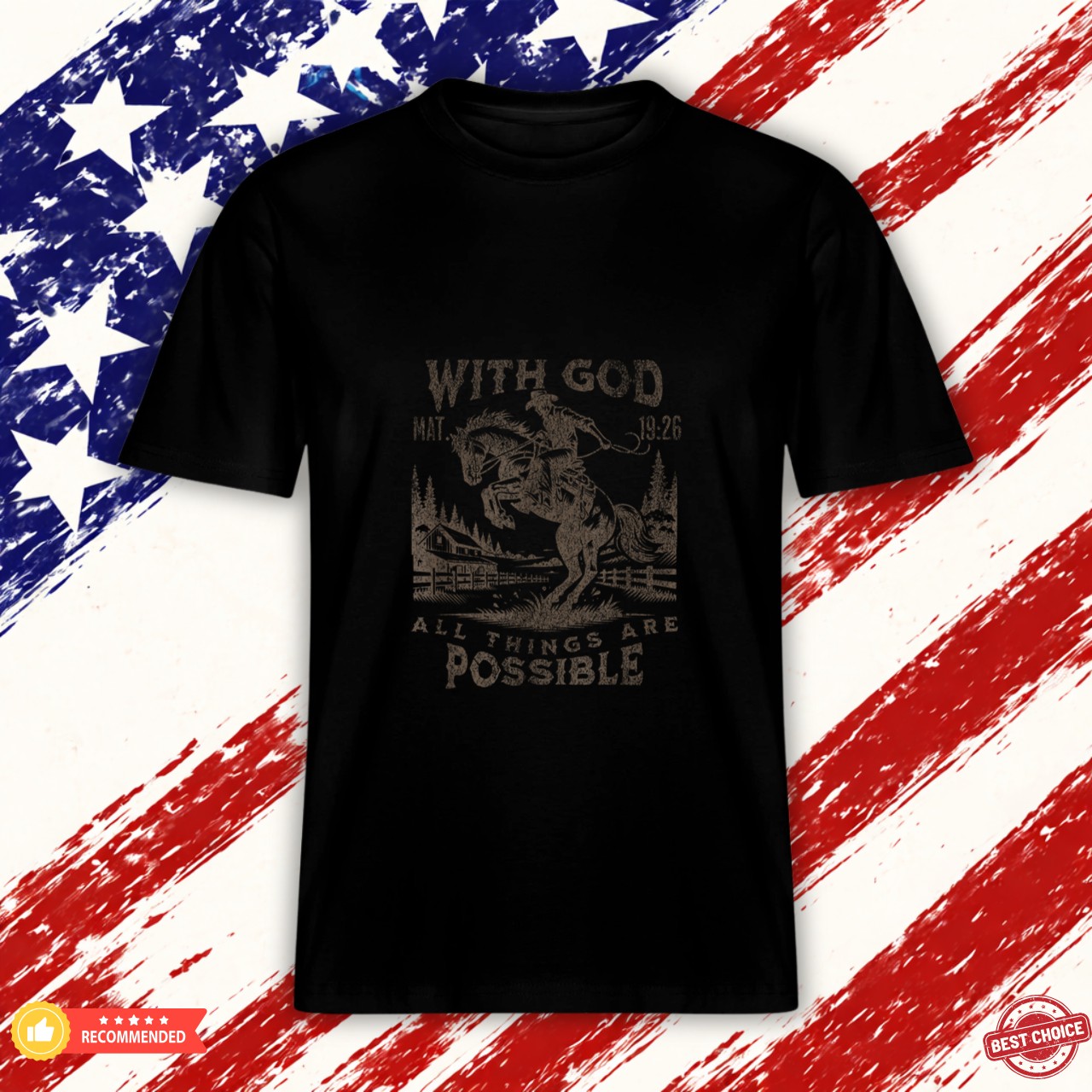 Cowboy Bible Scripture Verse Western Jesus for Mens Faith Graphic Shirt