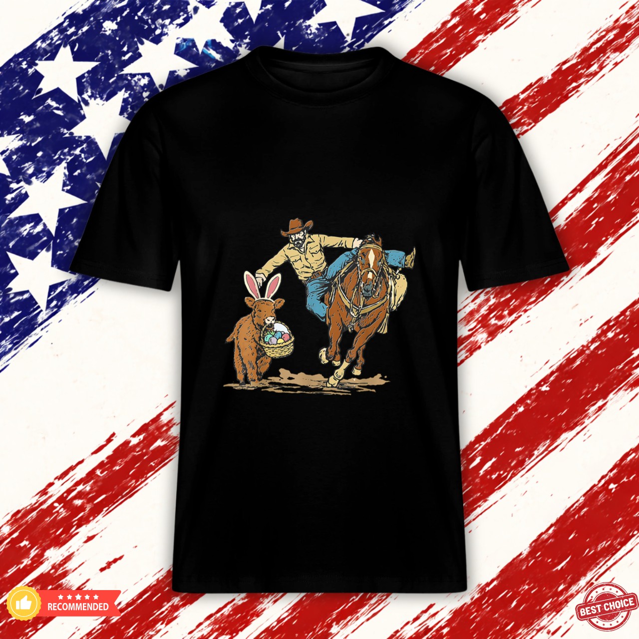 Cowboy Easter Bunny Rodeo Funny Western Spring Men Women Graphic Shirt